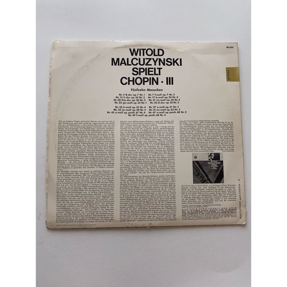 Witold Małcużyński Spielt Chopin III 15 Mazurken LP Columbią 80653 VG - Picture 2 of 7